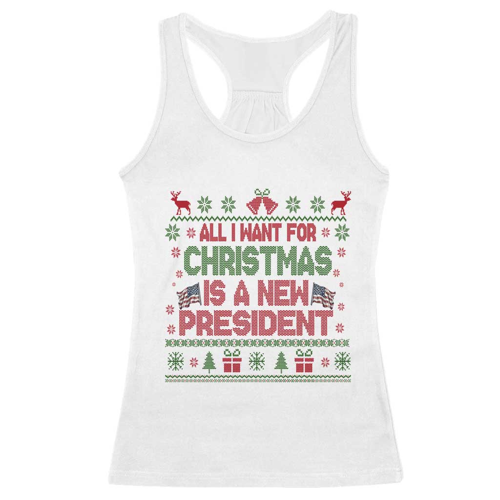 All I Want For Christmas Is A New President Racerback Tank Top Funny Democrat Christmas - Wonder Print Shop