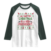 All I Want For Christmas Is A New President Raglan Shirt Funny Democrat Christmas - Wonder Print Shop