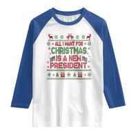 All I Want For Christmas Is A New President Raglan Shirt Funny Democrat Christmas - Wonder Print Shop