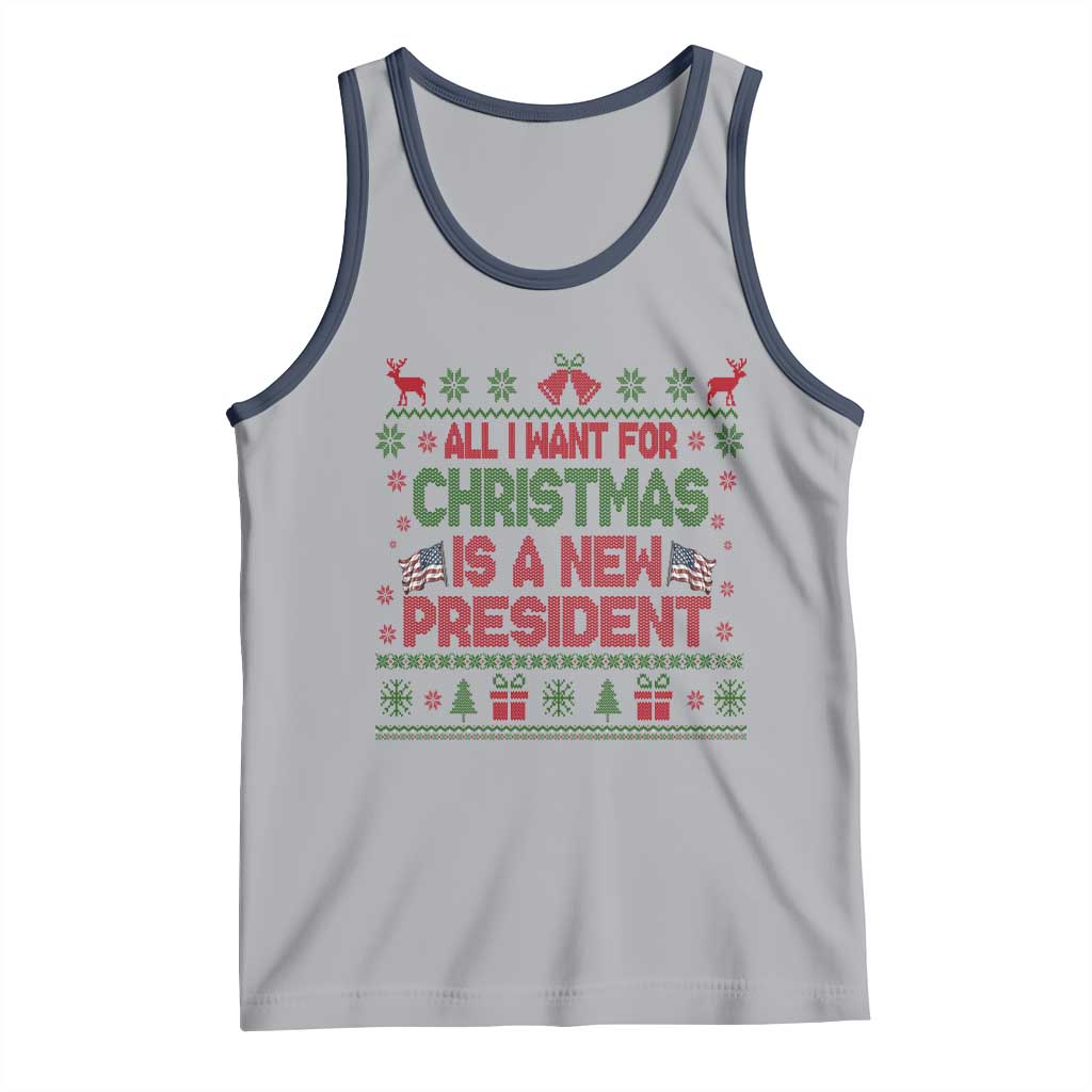 All I Want For Christmas Is A New President Tank Top Funny Democrat Christmas - Wonder Print Shop