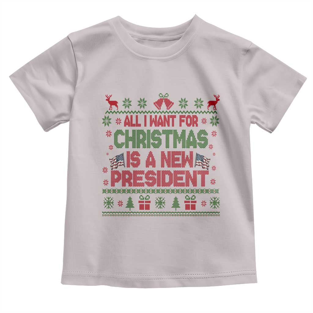 All I Want For Christmas Is A New President Toddler T Shirt Funny Democrat Christmas - Wonder Print Shop