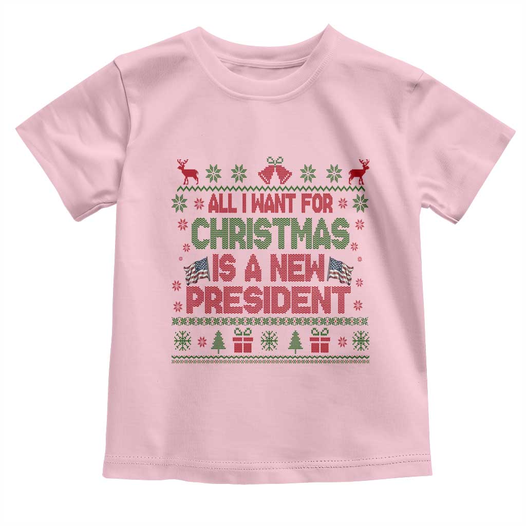 All I Want For Christmas Is A New President Toddler T Shirt Funny Democrat Christmas - Wonder Print Shop