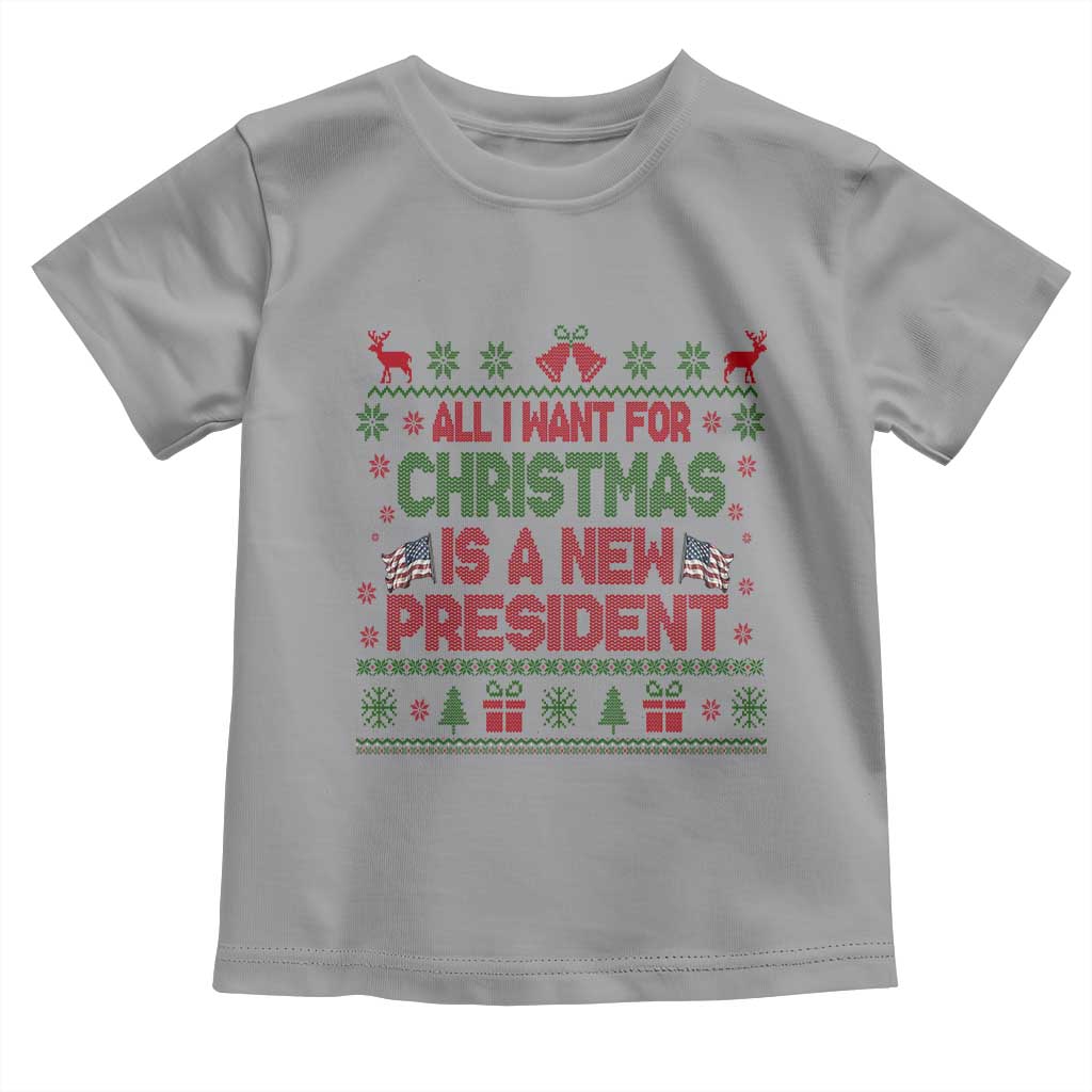 All I Want For Christmas Is A New President Toddler T Shirt Funny Democrat Christmas - Wonder Print Shop