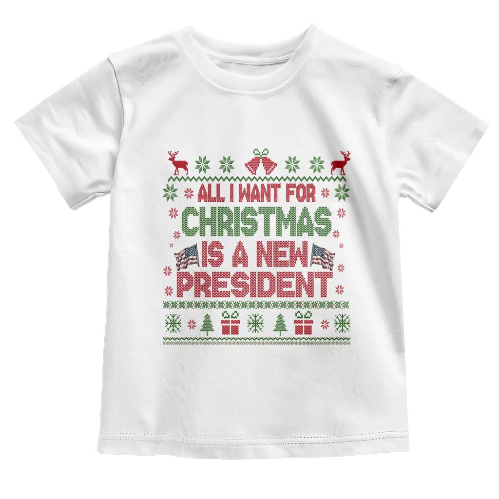 All I Want For Christmas Is A New President Toddler T Shirt Funny Democrat Christmas - Wonder Print Shop
