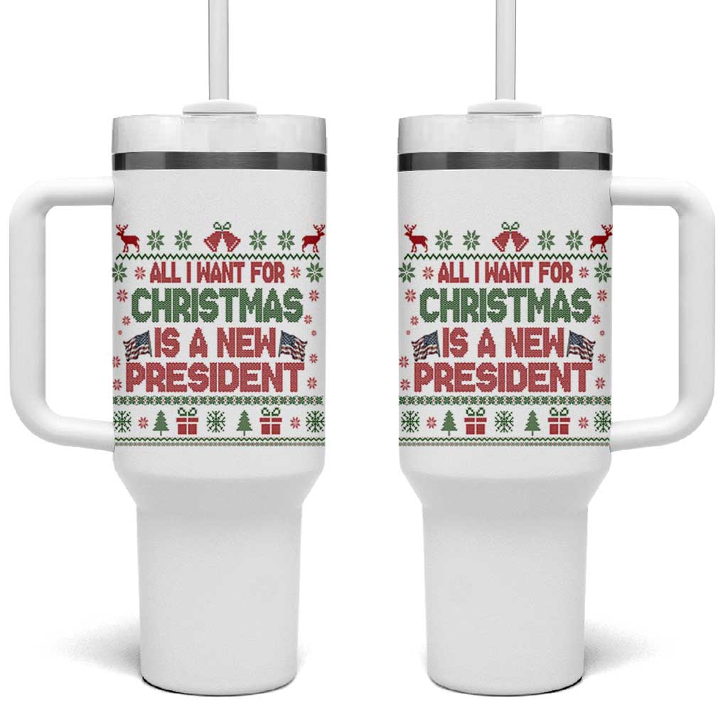 All I Want For Christmas Is A New President Tumbler With Handle Funny Democrat Christmas - Wonder Print Shop