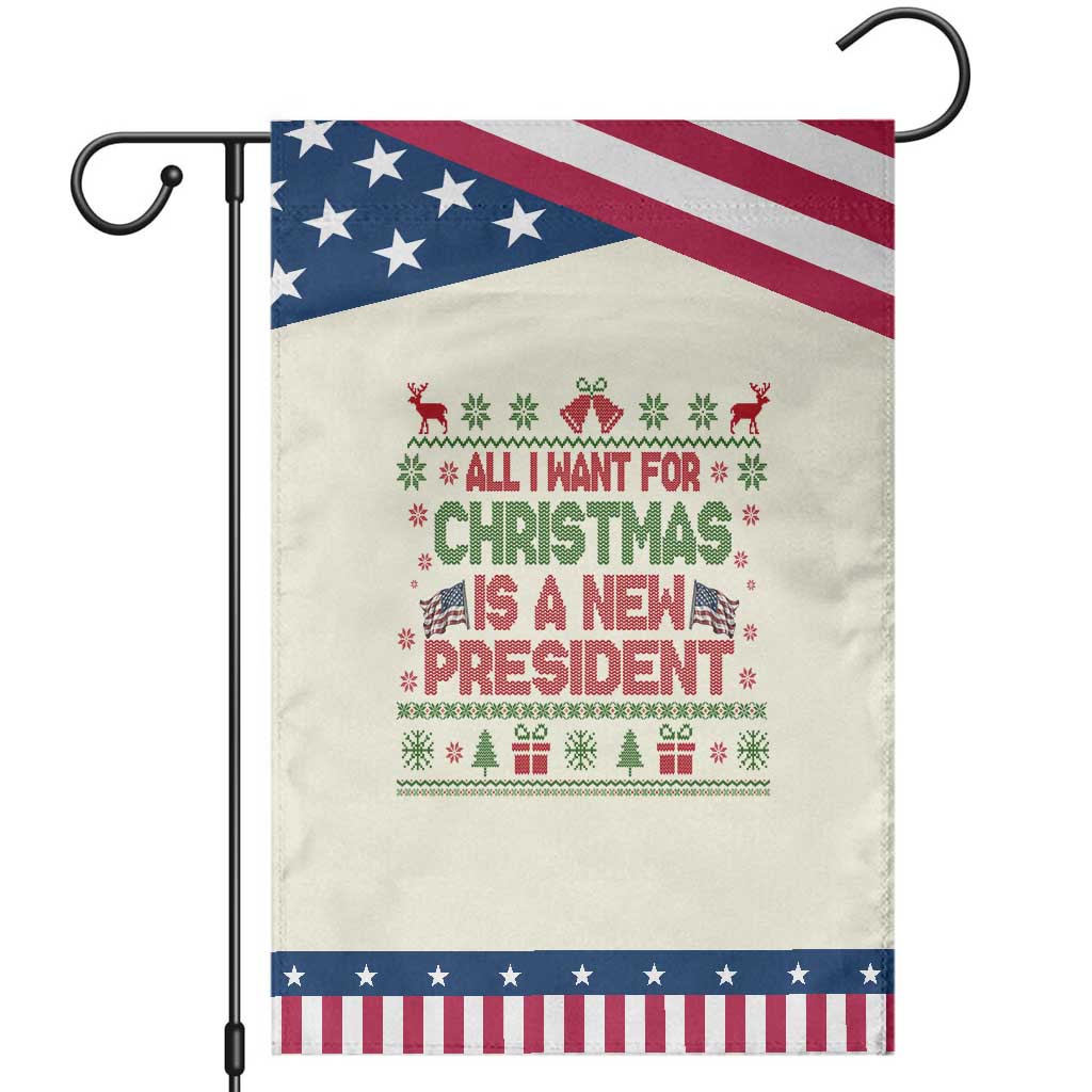 All I Want For Christmas Is A New President Garden Flag Funny Democrat Christmas