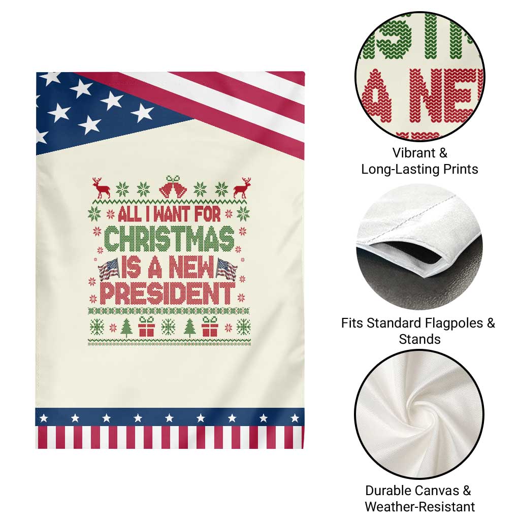 All I Want For Christmas Is A New President Garden Flag Funny Democrat Christmas