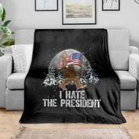 Funny Bigfoot Christmas Political Meme Throw Blanket I Hate The President - Wonder Print Shop
