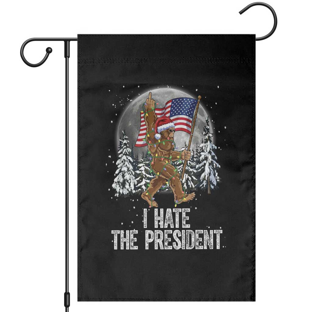 Funny Bigfoot Christmas Political Meme Garden Flag I Hate The President - Wonder Print Shop