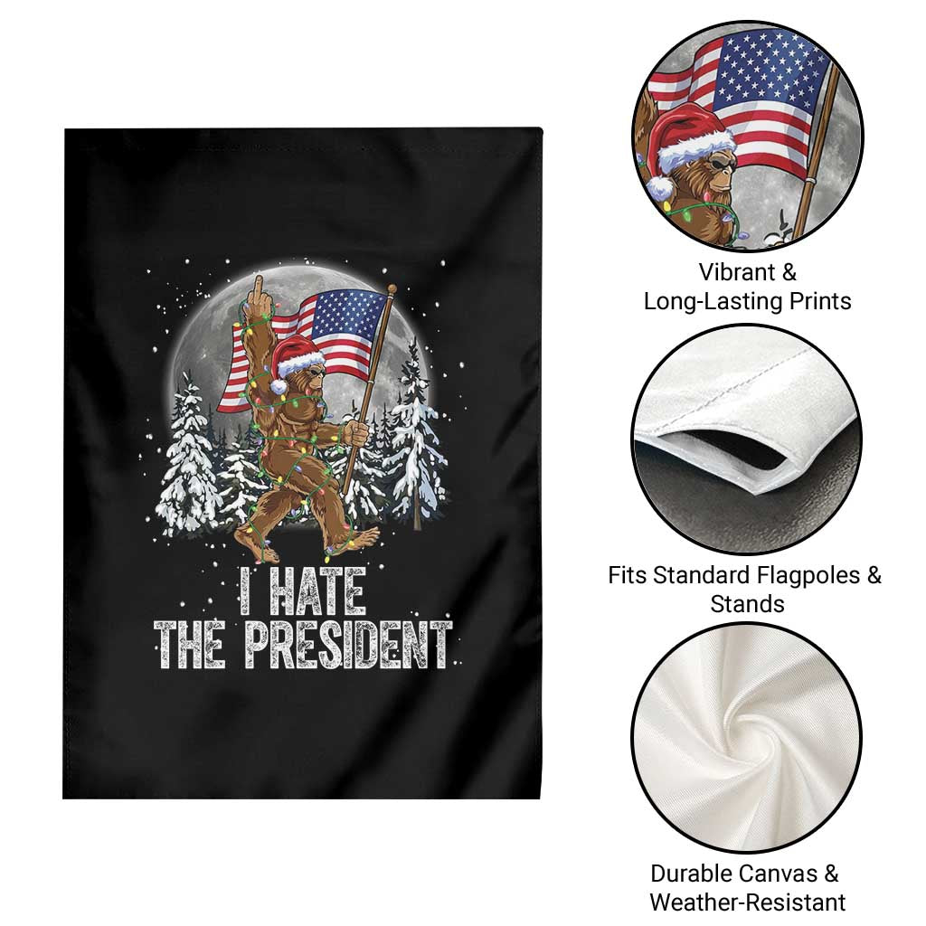 Funny Bigfoot Christmas Political Meme Garden Flag I Hate The President - Wonder Print Shop