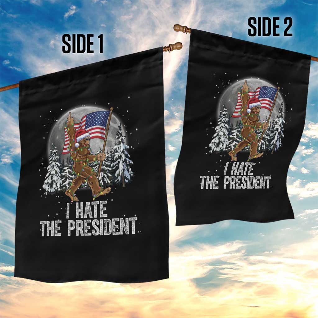 Funny Bigfoot Christmas Political Meme Garden Flag I Hate The President - Wonder Print Shop