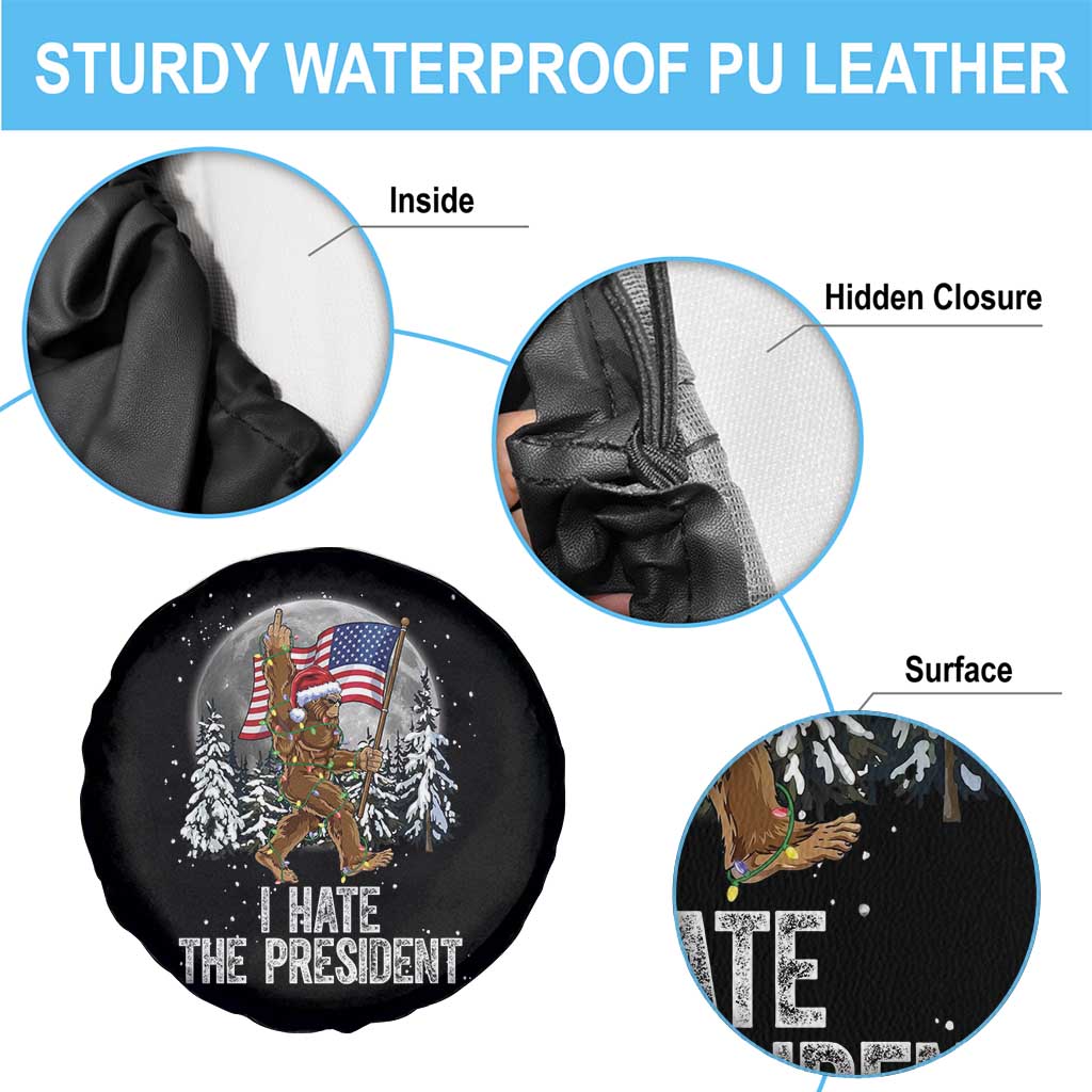 Funny Bigfoot Christmas Political Meme Spare Tire Cover I Hate The President - Wonder Print Shop