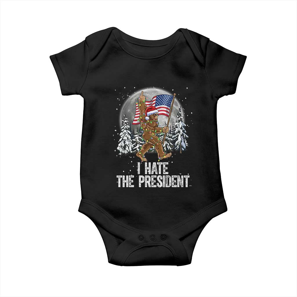 Funny Bigfoot Christmas Political Meme Baby Onesie I Hate The President - Wonder Print Shop