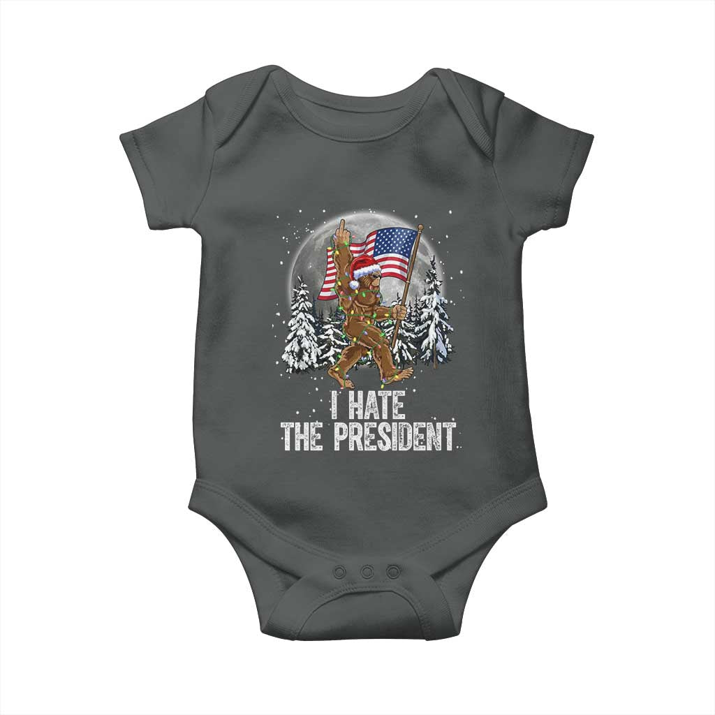 Funny Bigfoot Christmas Political Meme Baby Onesie I Hate The President - Wonder Print Shop