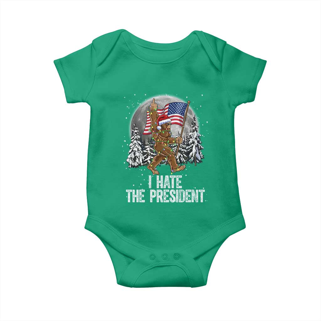 Funny Bigfoot Christmas Political Meme Baby Onesie I Hate The President - Wonder Print Shop