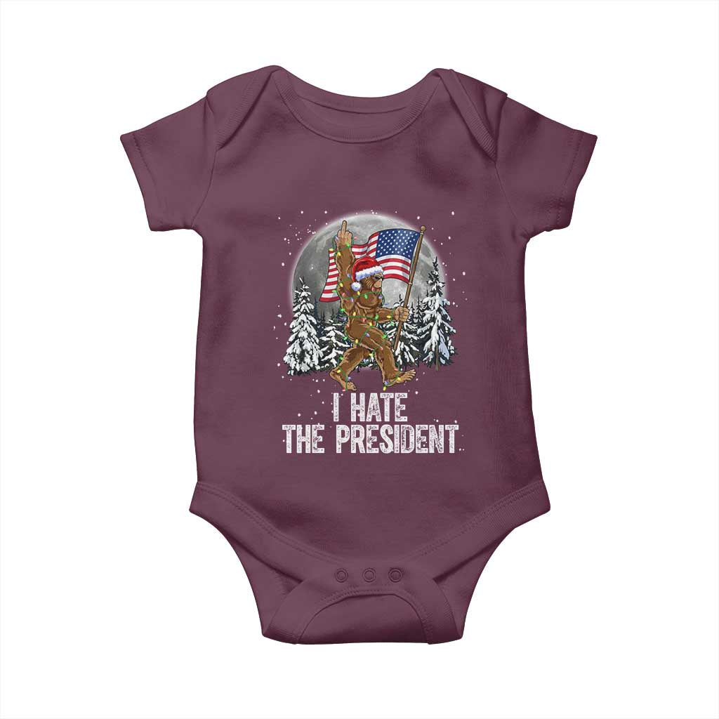 Funny Bigfoot Christmas Political Meme Baby Onesie I Hate The President - Wonder Print Shop