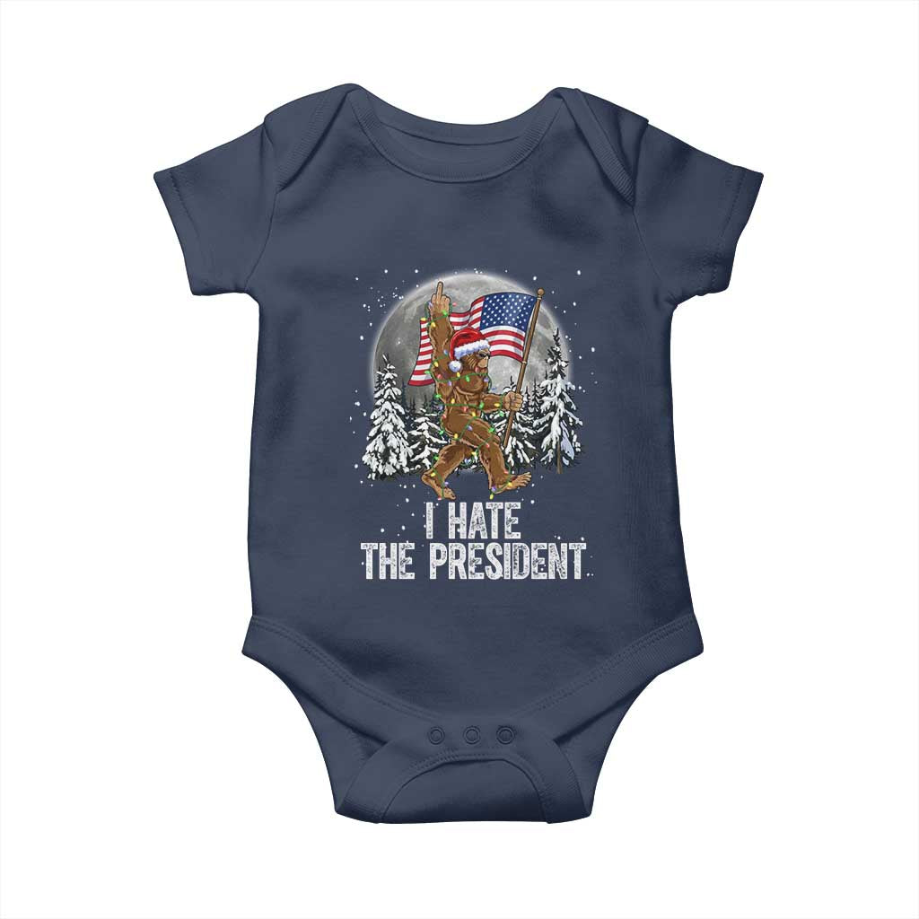 Funny Bigfoot Christmas Political Meme Baby Onesie I Hate The President - Wonder Print Shop