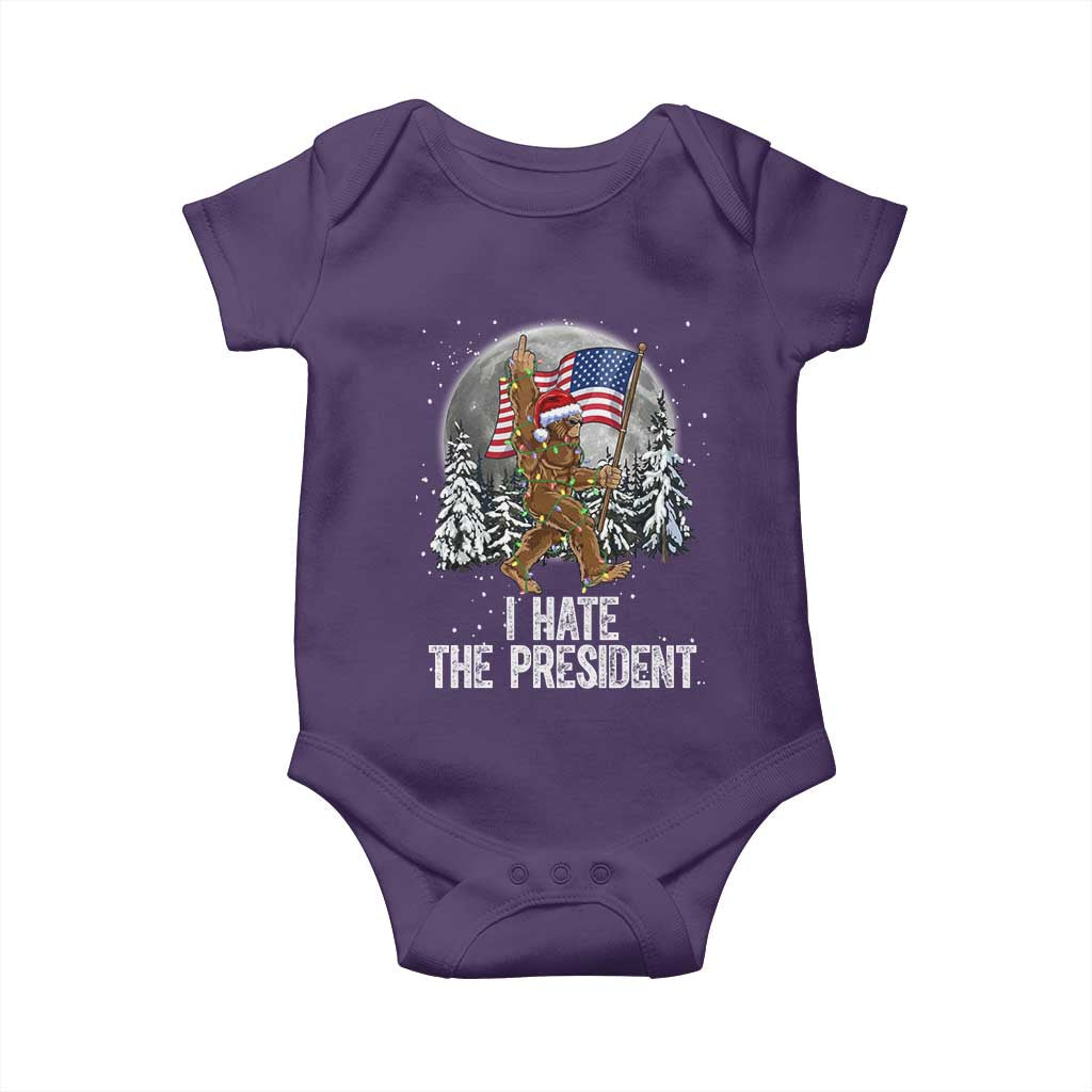 Funny Bigfoot Christmas Political Meme Baby Onesie I Hate The President - Wonder Print Shop