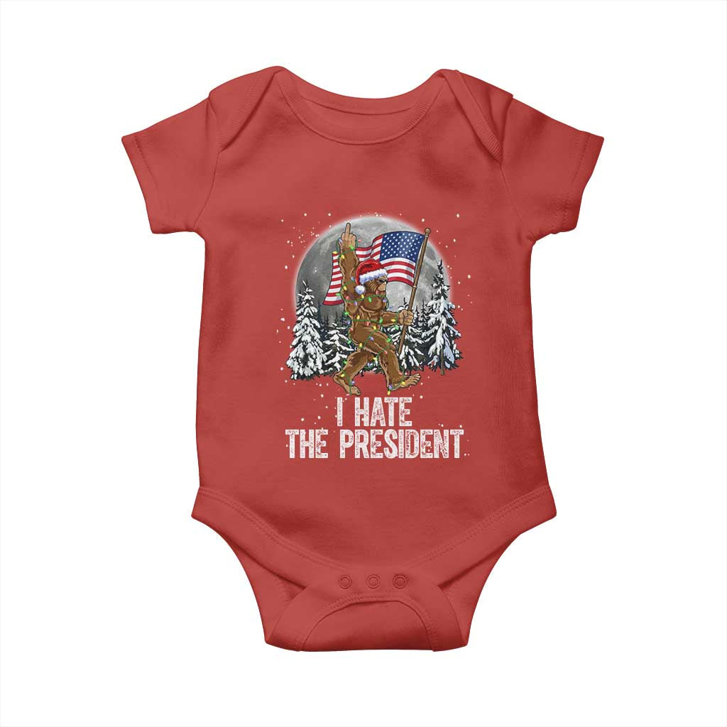 Funny Bigfoot Christmas Political Meme Baby Onesie I Hate The President - Wonder Print Shop