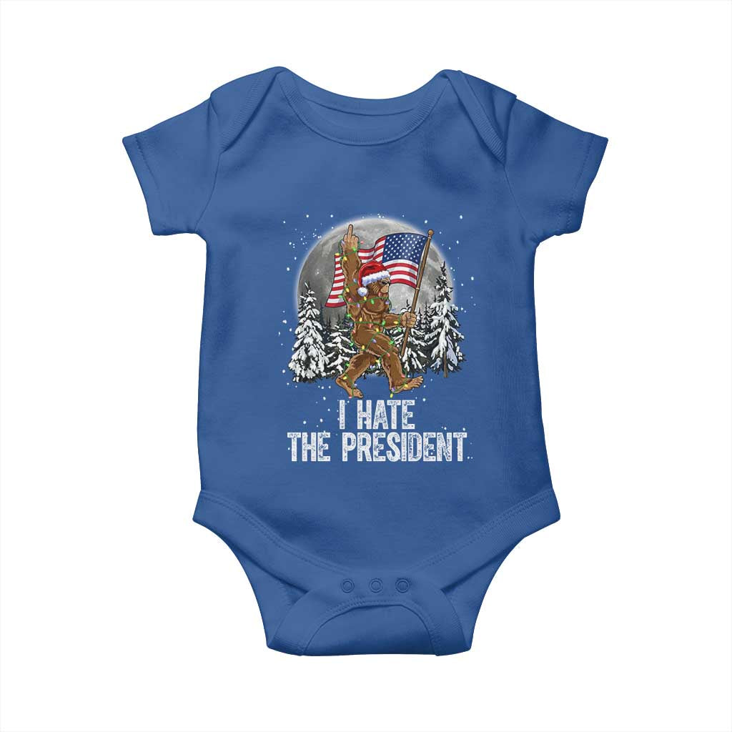 Funny Bigfoot Christmas Political Meme Baby Onesie I Hate The President - Wonder Print Shop