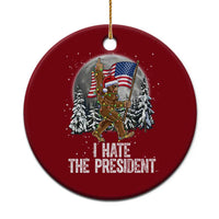 Funny Bigfoot Christmas Political Meme Ceramic Ornament I Hate The President - Wonder Print Shop