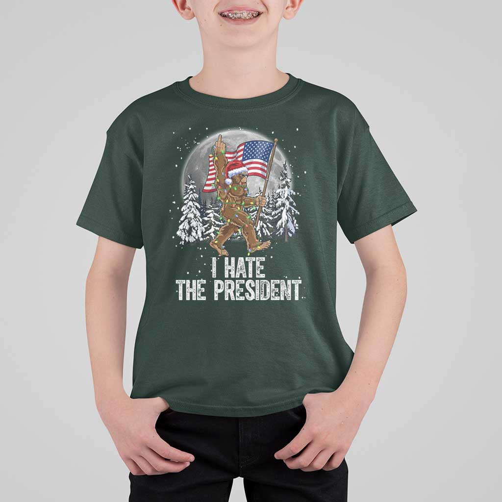 Funny Bigfoot Christmas Political Meme T Shirt For Kid I Hate The President - Wonder Print Shop