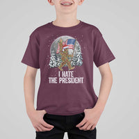 Funny Bigfoot Christmas Political Meme T Shirt For Kid I Hate The President - Wonder Print Shop
