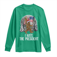Funny Bigfoot Christmas Political Meme Long Sleeve Shirt I Hate The President - Wonder Print Shop