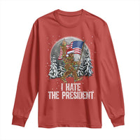 Funny Bigfoot Christmas Political Meme Long Sleeve Shirt I Hate The President - Wonder Print Shop