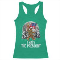 Funny Bigfoot Christmas Political Meme Racerback Tank Top I Hate The President - Wonder Print Shop
