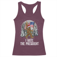 Funny Bigfoot Christmas Political Meme Racerback Tank Top I Hate The President - Wonder Print Shop