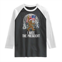 Funny Bigfoot Christmas Political Meme Raglan Shirt I Hate The President - Wonder Print Shop