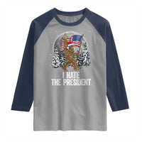 Funny Bigfoot Christmas Political Meme Raglan Shirt I Hate The President - Wonder Print Shop