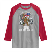 Funny Bigfoot Christmas Political Meme Raglan Shirt I Hate The President - Wonder Print Shop