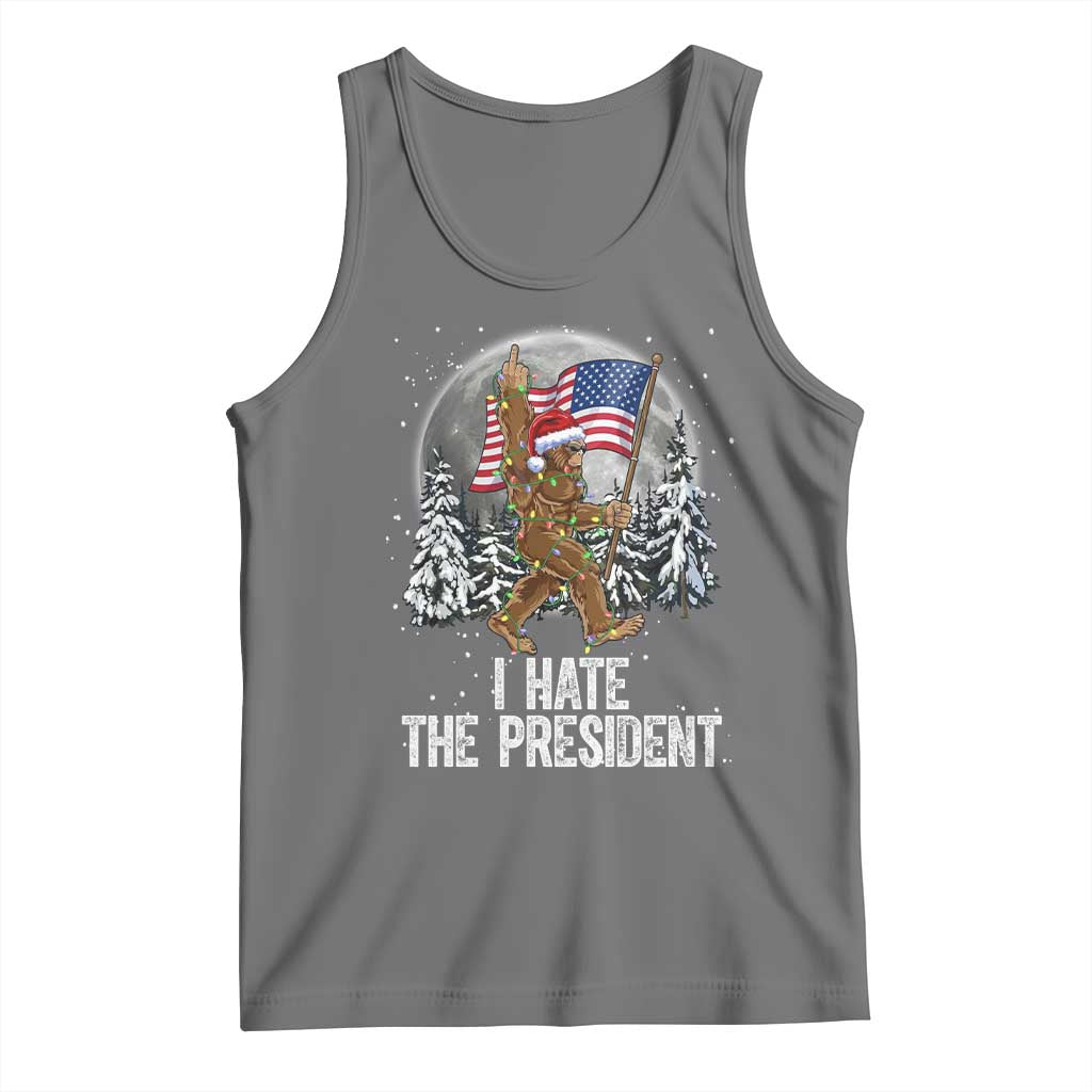 Funny Bigfoot Christmas Political Meme Tank Top I Hate The President - Wonder Print Shop