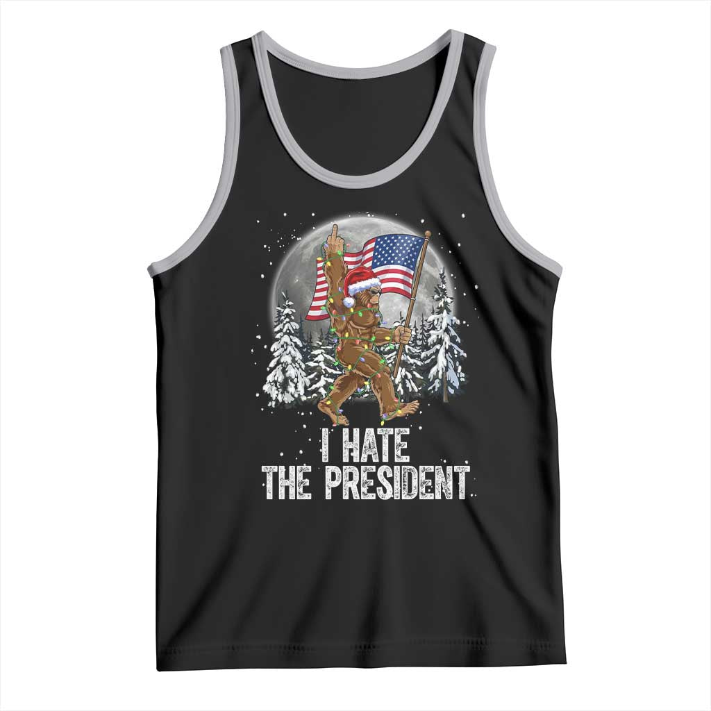 Funny Bigfoot Christmas Political Meme Tank Top I Hate The President - Wonder Print Shop