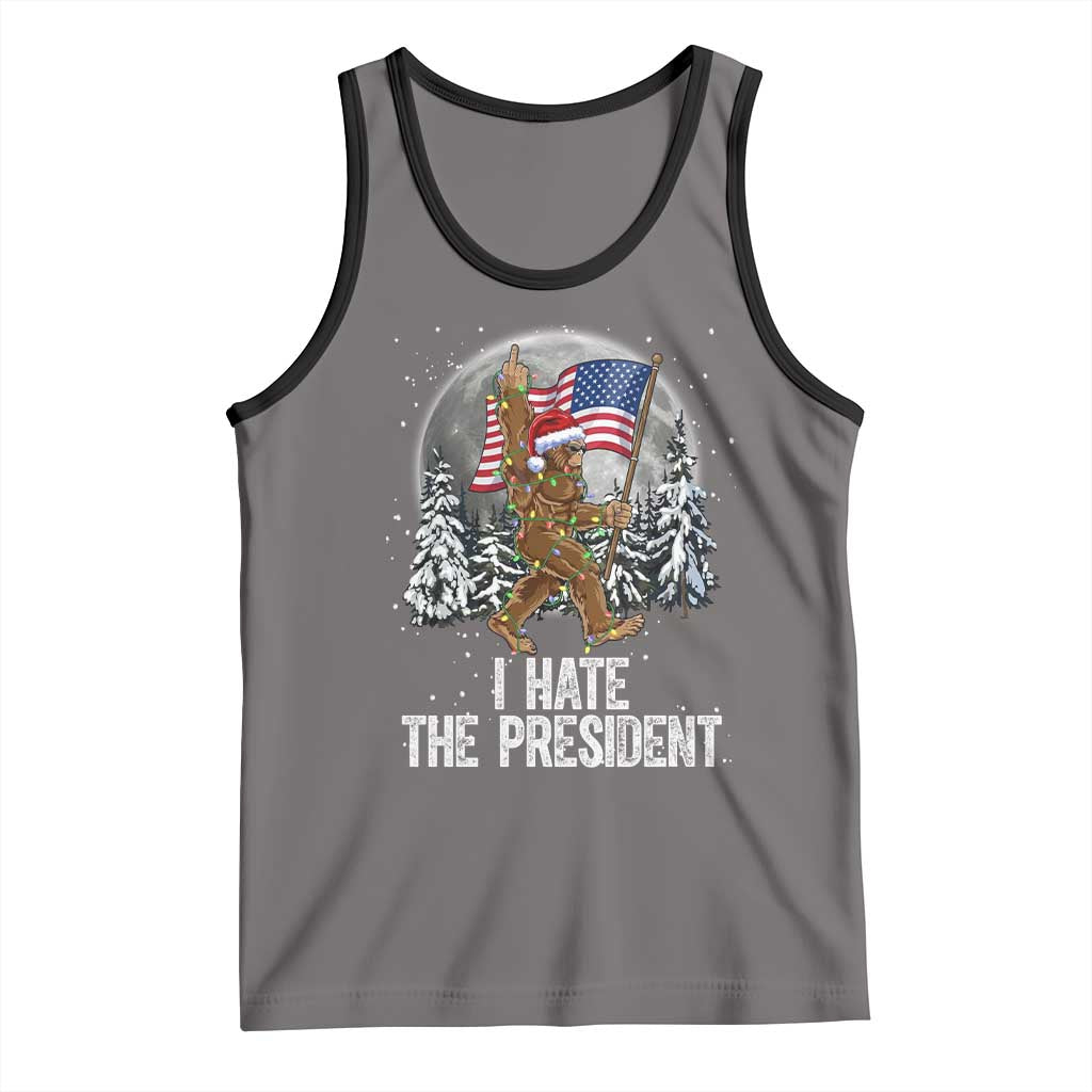 Funny Bigfoot Christmas Political Meme Tank Top I Hate The President - Wonder Print Shop