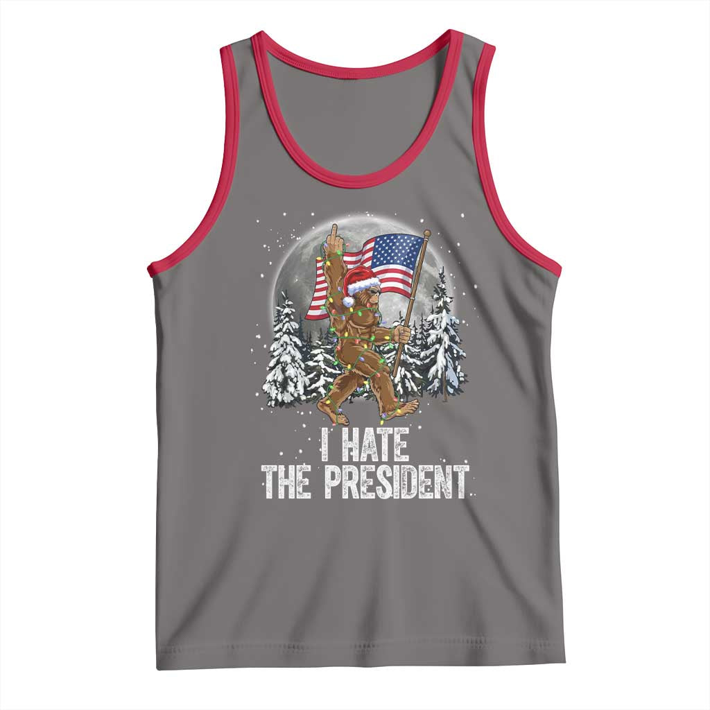 Funny Bigfoot Christmas Political Meme Tank Top I Hate The President - Wonder Print Shop