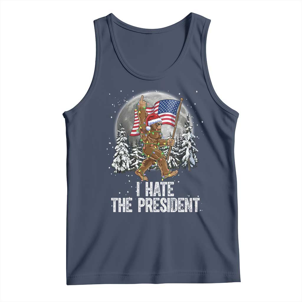 Funny Bigfoot Christmas Political Meme Tank Top I Hate The President - Wonder Print Shop