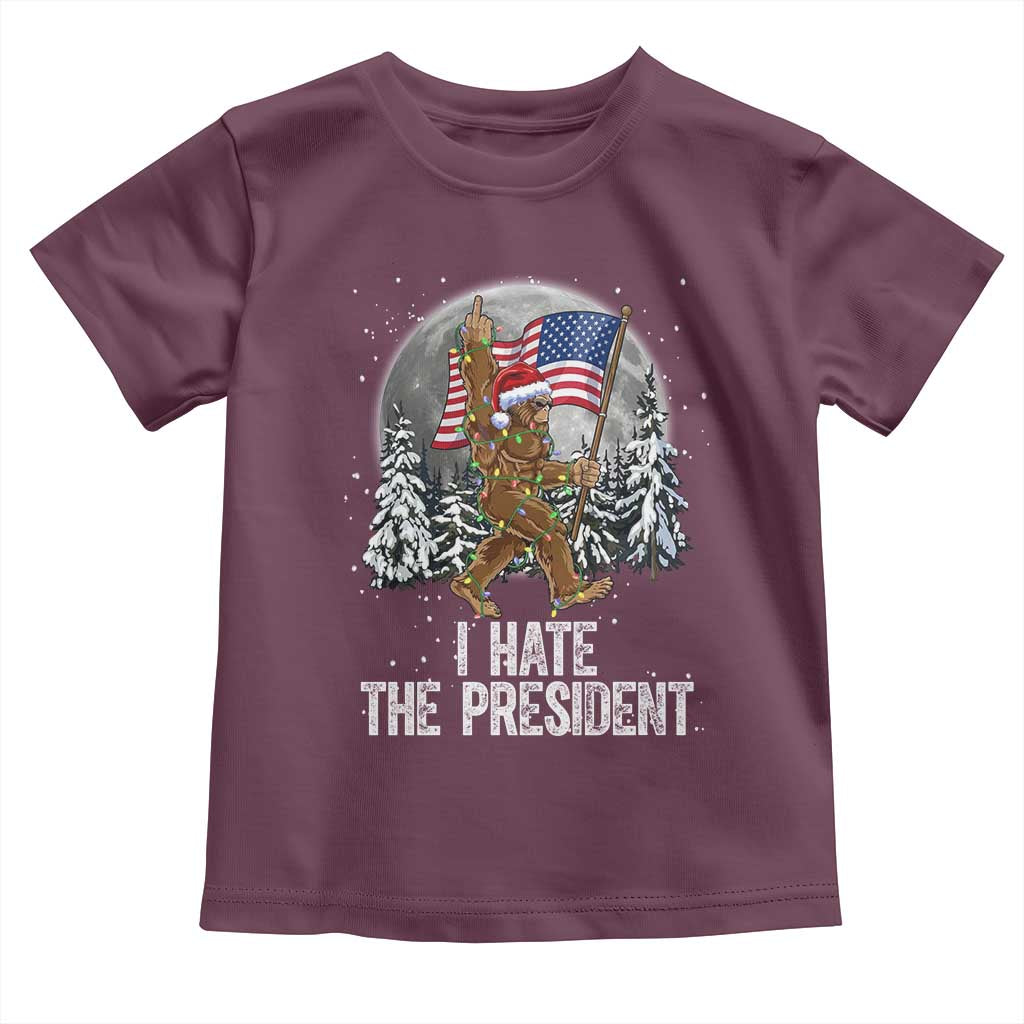 Funny Bigfoot Christmas Political Meme Toddler T Shirt I Hate The President - Wonder Print Shop