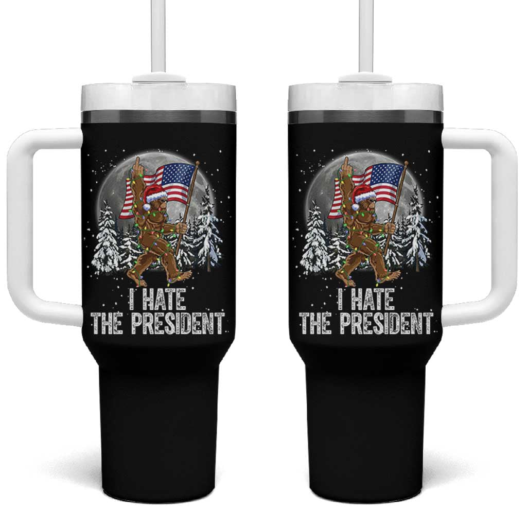 Funny Bigfoot Christmas Political Meme Tumbler With Handle I Hate The President - Wonder Print Shop