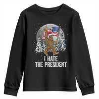 Funny Bigfoot Christmas Political Meme Youth Sweatshirt I Hate The President - Wonder Print Shop