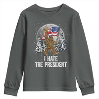 Funny Bigfoot Christmas Political Meme Youth Sweatshirt I Hate The President - Wonder Print Shop