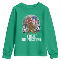 Funny Bigfoot Christmas Political Meme Youth Sweatshirt I Hate The President - Wonder Print Shop