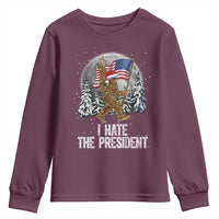 Funny Bigfoot Christmas Political Meme Youth Sweatshirt I Hate The President - Wonder Print Shop