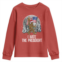 Funny Bigfoot Christmas Political Meme Youth Sweatshirt I Hate The President - Wonder Print Shop