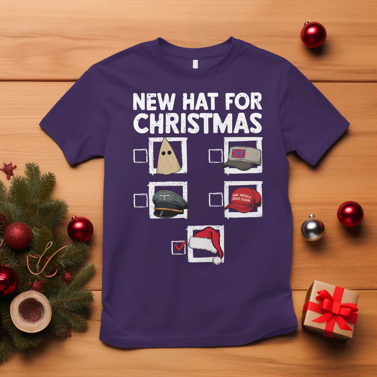 Funny Political Christmas T Shirt Old Hat New Hat - Wonder Print Shop
