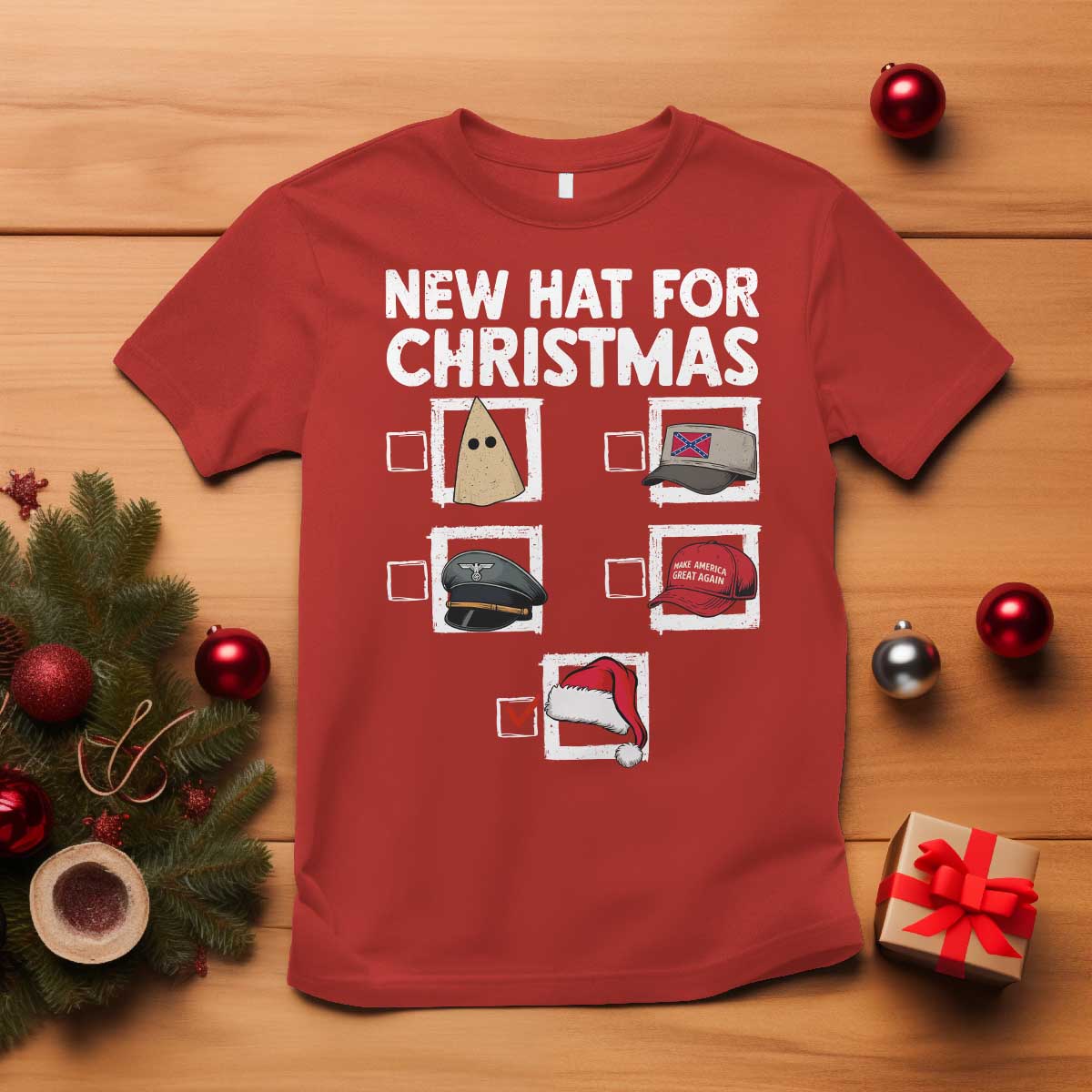 Funny Political Christmas T Shirt Old Hat New Hat - Wonder Print Shop