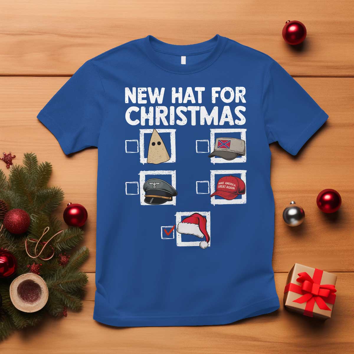 Funny Political Christmas T Shirt Old Hat New Hat - Wonder Print Shop