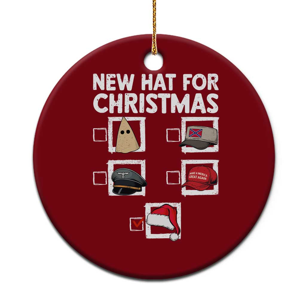 Funny Political Christmas Ceramic Ornament Old Hat New Hat - Wonder Print Shop